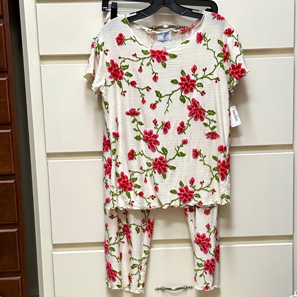 bleu clair NWT pajama set floral size L top size M bottom